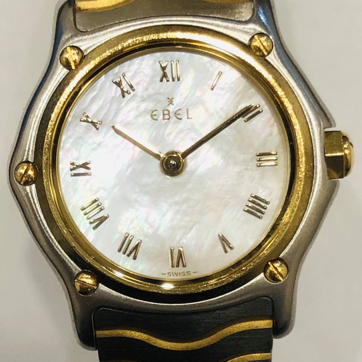 【K-25156】1円スタート! EBEL レディース腕時計 ステンレススティール 18Kゴールドベゼル ファッション 時計 不動品 付属品有 中古品_画像7