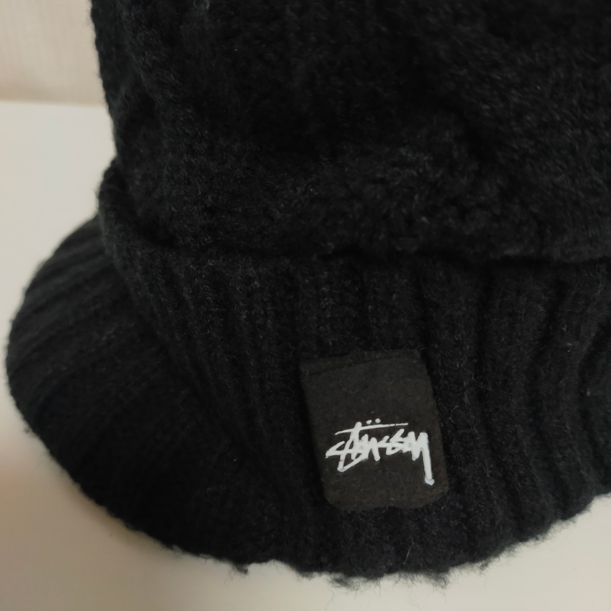 STUSSY ステューシー ツバ付き ニット帽 ニットキャップ ビーニー OLD オールド フリー ブラック(黒）_画像3
