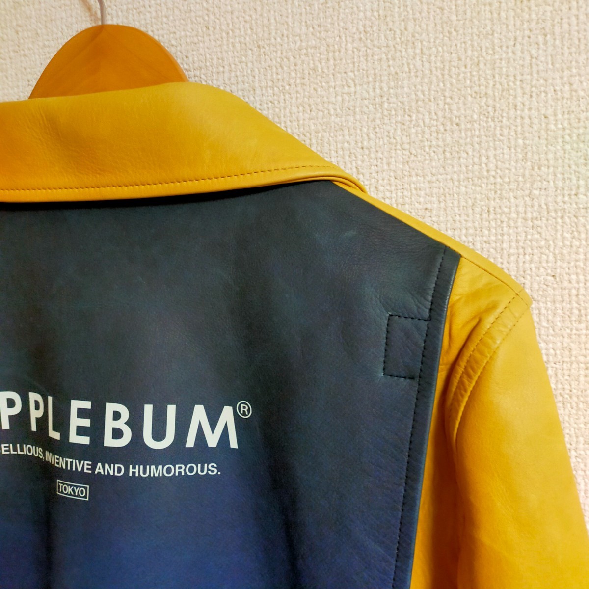 タグ付き APPLEBUM アップルバム Summer Madness Leather Riders Jacket レザーライダースジャケット L ベージュ_画像8