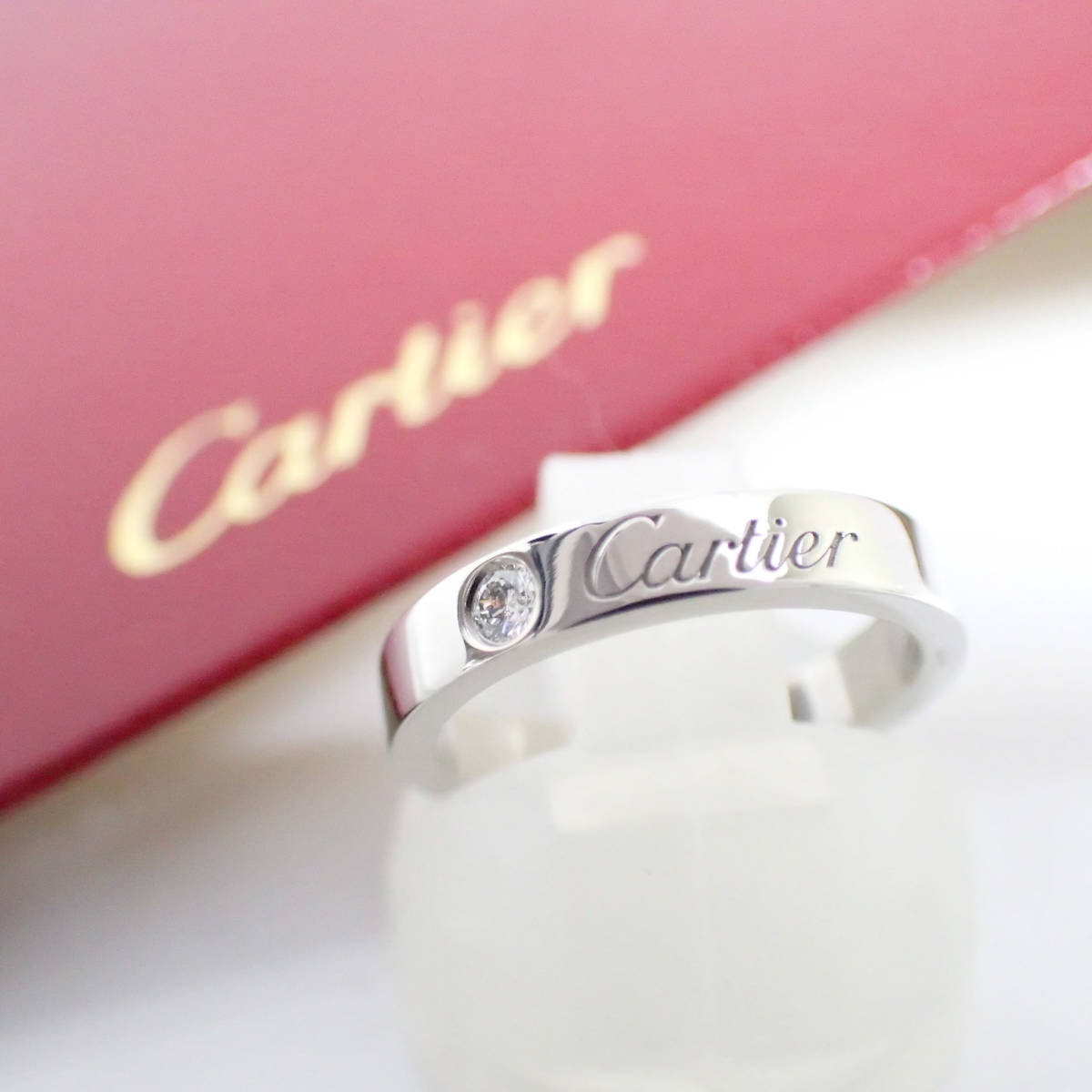 カルティエ Cartier Pt950 ダイヤモンド エングレーブド リング 46号 #46 保証書 ギャランティカード プラチナ_画像7