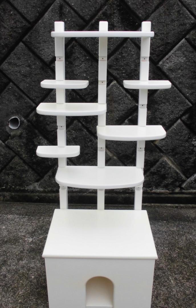 【展示品】Mon-Jyu　木製のキャットタワー（ホワイト）　高さ120ｃｍ　定価40000円_画像1