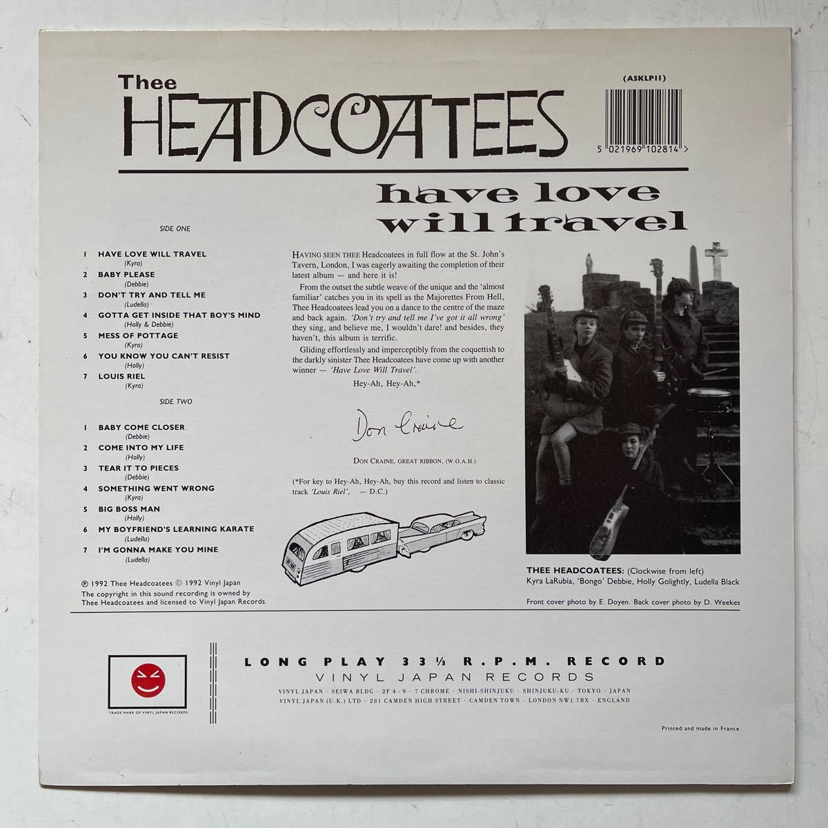 Thee HEADCOATEES/have love will travelアナログ盤レコード/ガレージパンクロックンロールrock 'n' rollロカビリーネオロカロンドンナイト_画像2