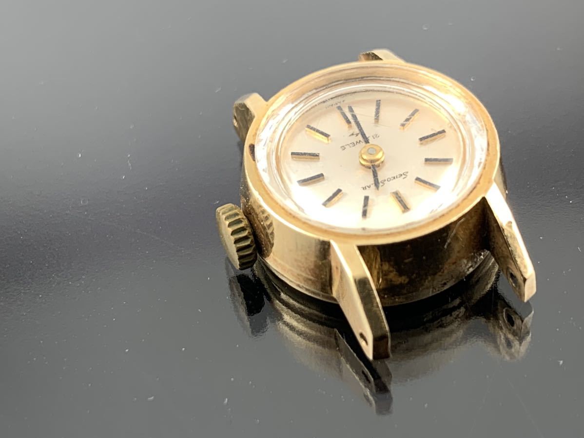 [A1219]1円～☆レディース腕時計 手巻 18K GOLD SEIKO セイコー SOLAR 18k 10-0300 ジャンク品_画像2