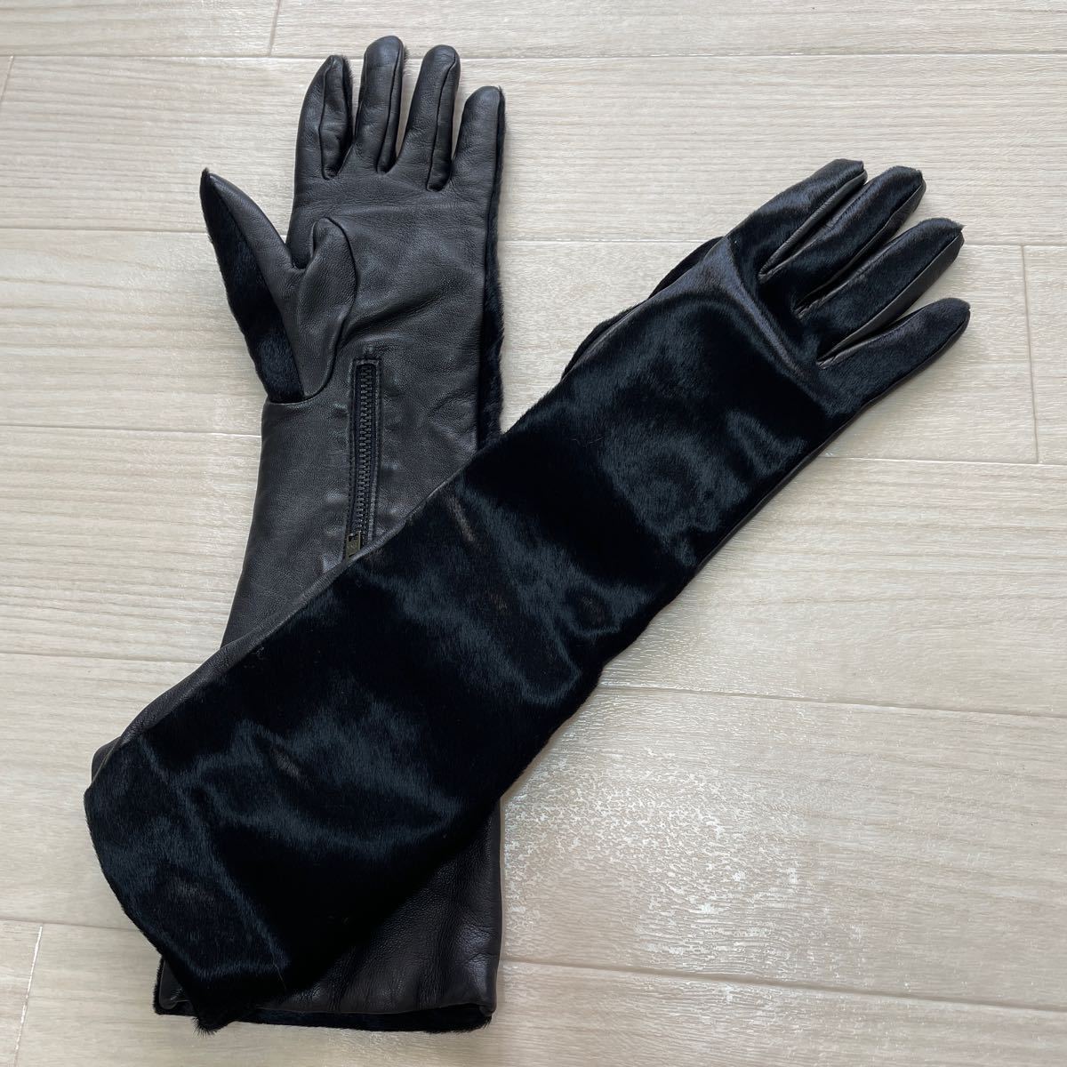 AGNELLEani.ru leather glove is lako long gloves black black size 7