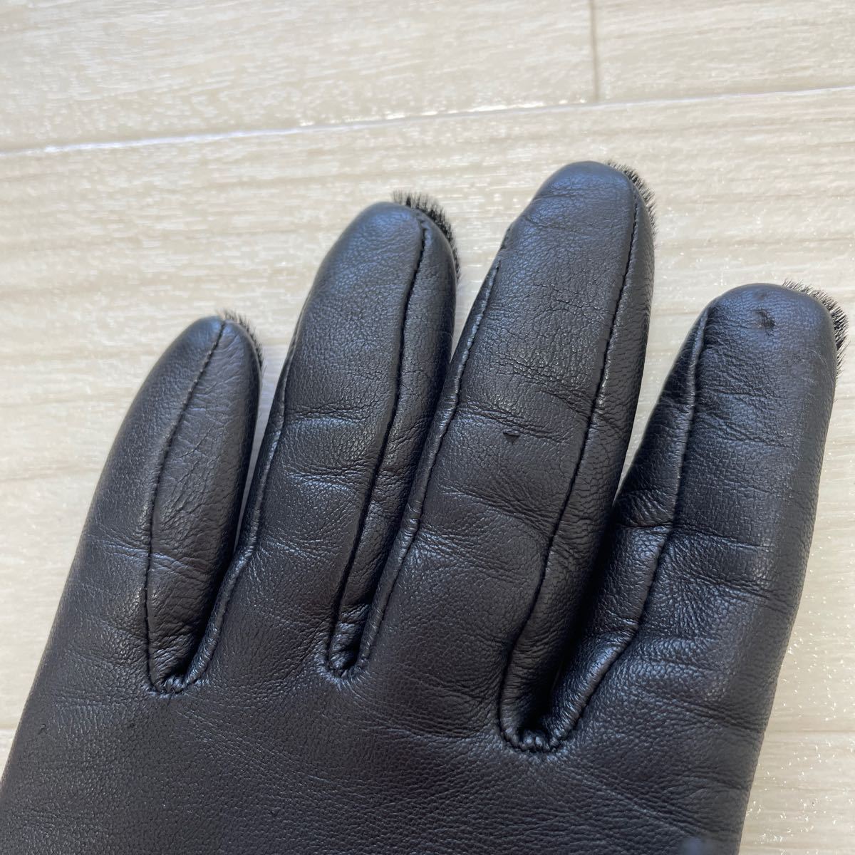 AGNELLEani.ru leather glove is lako long gloves black black size 7