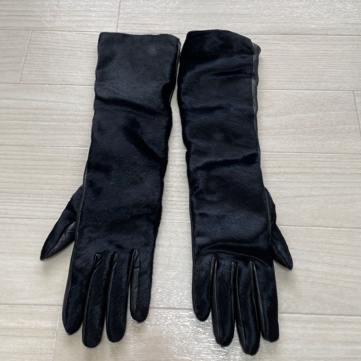 AGNELLEani.ru leather glove is lako long gloves black black size 7