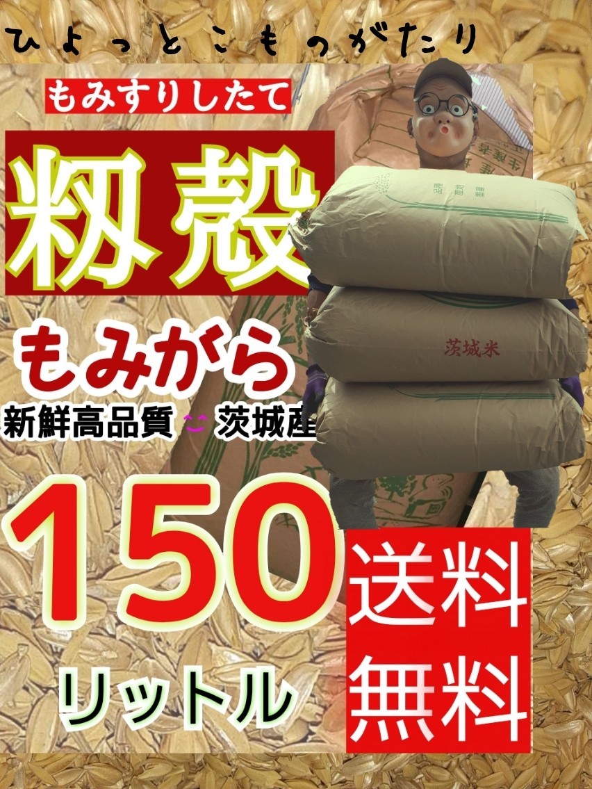 150L 籾殻　もみがら　すりたて新鮮もみ殻　米袋で3袋お届け　培養土　土壌改良　ペットの敷物　鶏　雛　飼育　農業　家庭菜園　送料無料_画像1