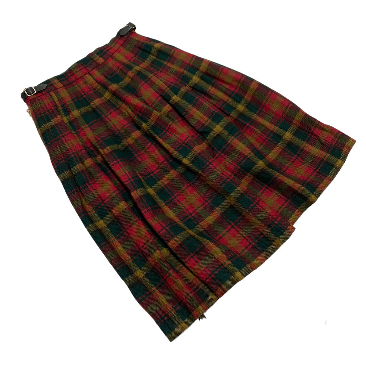 スコットランド製 HIGHLAND HOME INDUSTRIES タータンチェック ラップスカート キルト 14 レディース ビンテージ 古着 23-1109_画像2