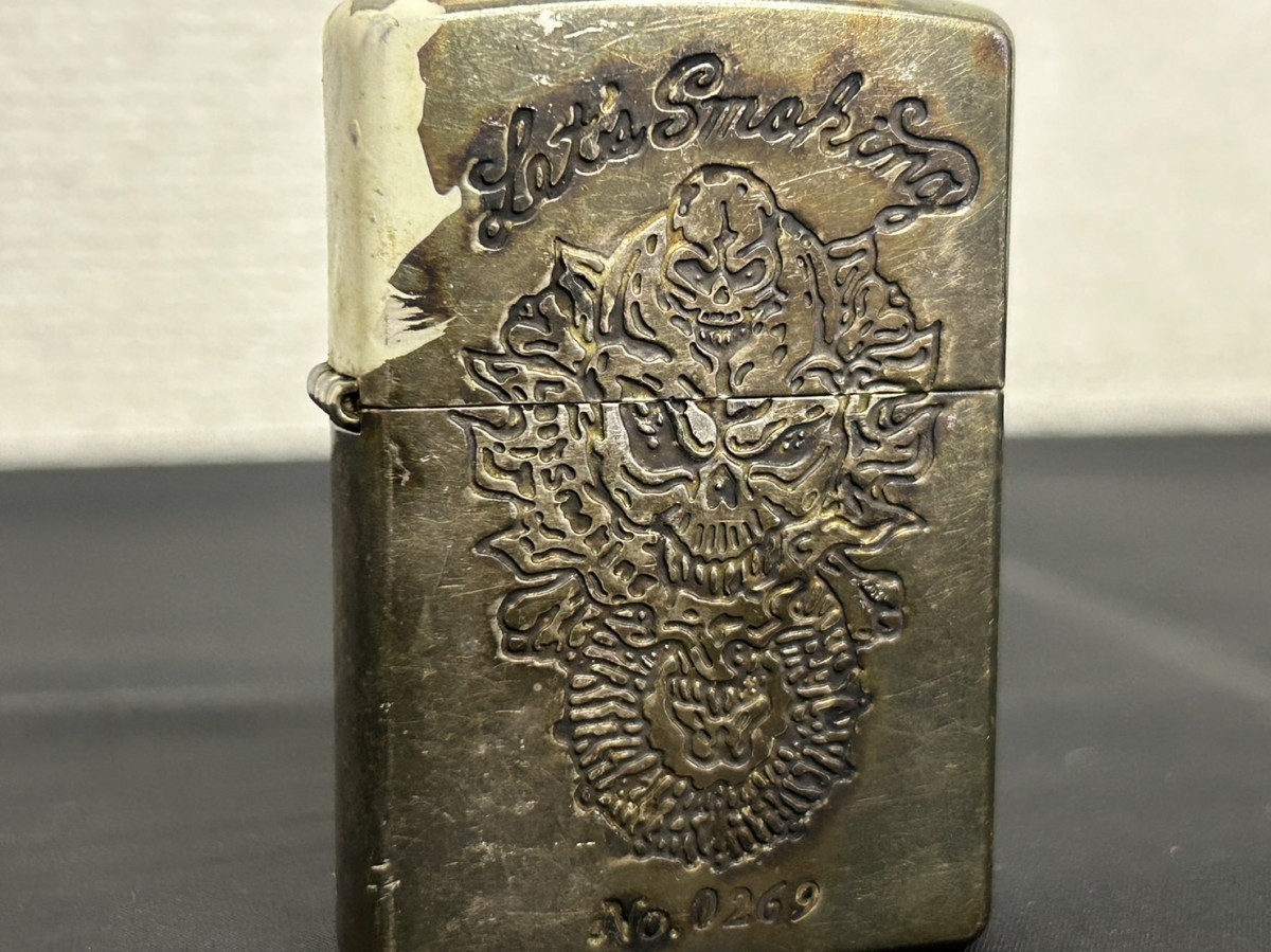 A1　Zippo　ジッポー　スカル　ドクロ　シリアル番号入り　ヴィンテージ　1996年製　オイルライター　現状品_画像2