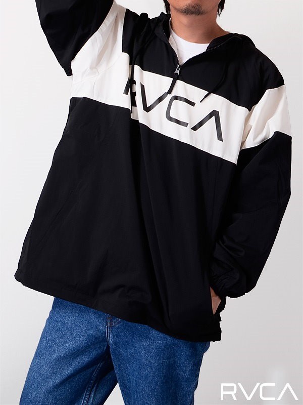RVCA ルーカ アノラックジャケット Anorak JKT オーバーサイズ ナイロンジャケット 裏地付き 黒×白 size L_画像1