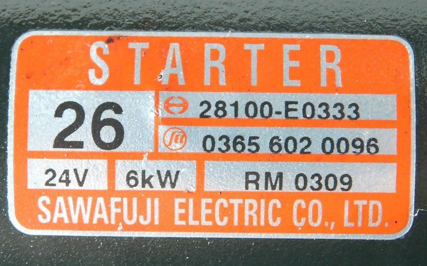 【※保証有(1年)】【※要コア返却】●スターター●澤藤 日野大型トラック用 0365‐602‐0095～0096/28100-E0333【リビルト品】_画像5