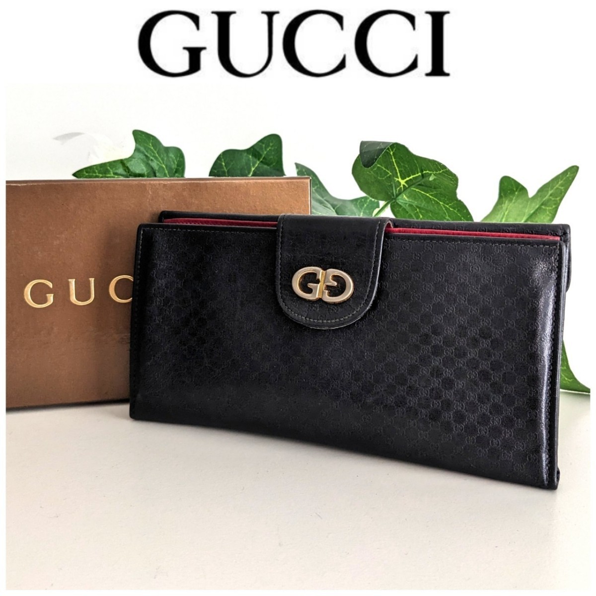 グッチ 長財布 GG レザー 赤 レッド-