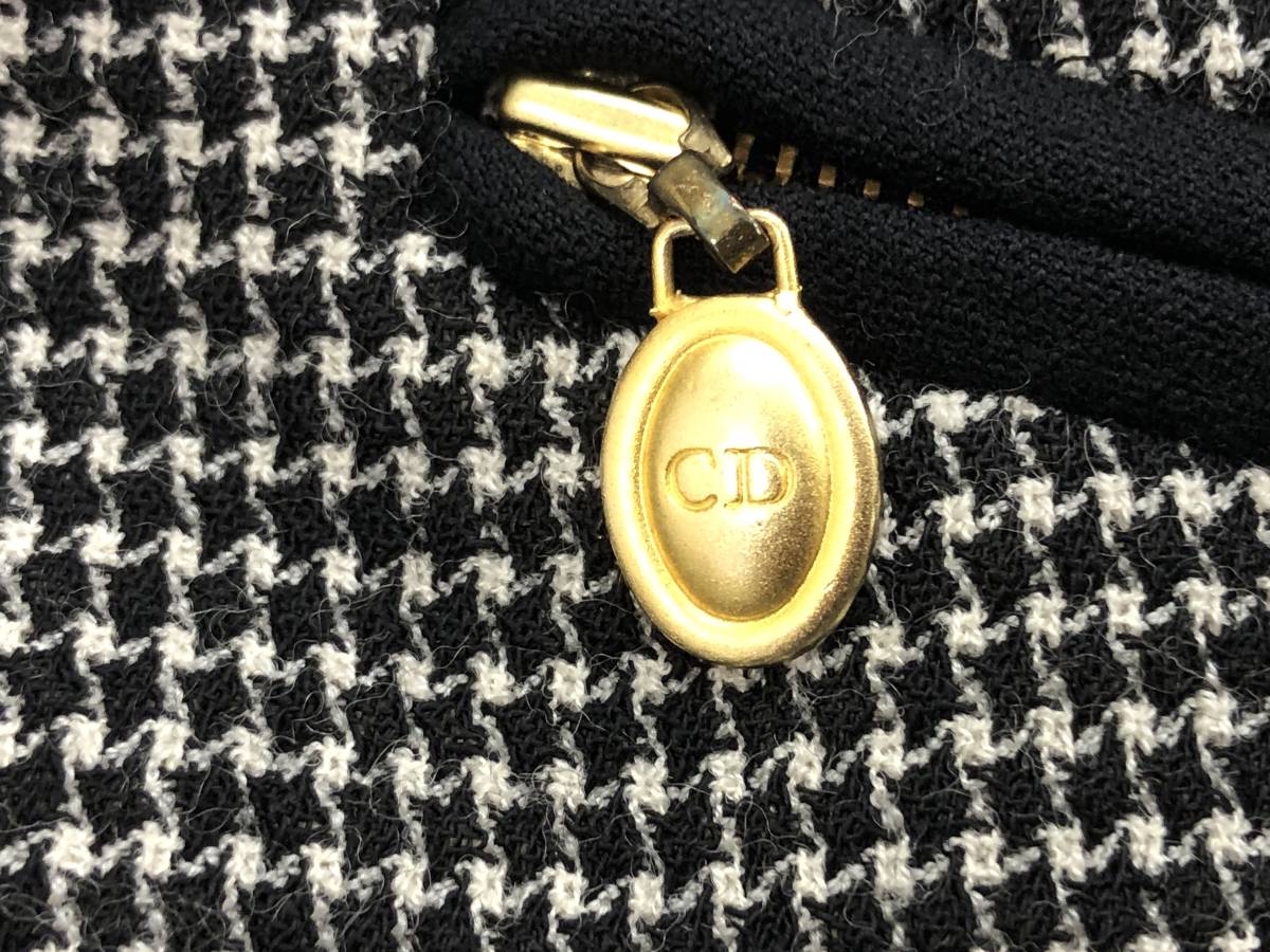 T11/128 Christian Dior クリスチャンディオール 千鳥柄 ジャケット 上着 11 ブラック/ホワイト_画像9