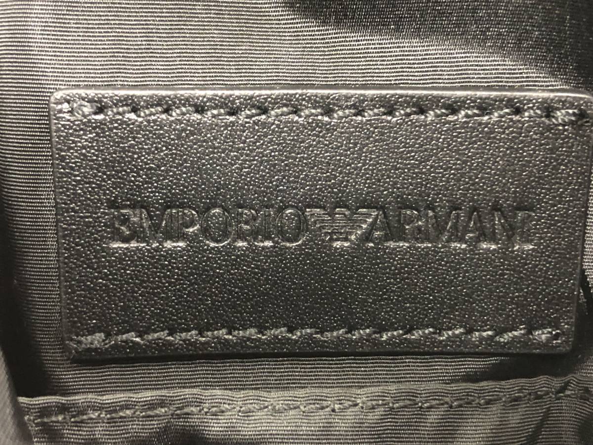 T11/190 EMPORIO ARMANI エンポリオ アルマーニ ポシェット ショルダーバッグ かばん シルバー金具 ブラック_画像8