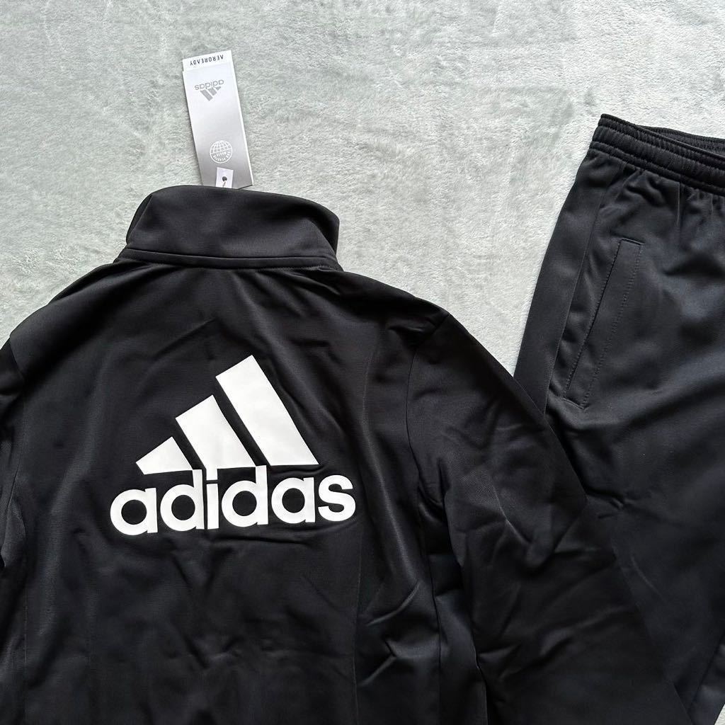 140サイズ 新品 adidas アディダス キッズ 上下セット 子供 セットアップ ジャージ トラックスーツ ジャケット パンツ 黒 ブラック IC5686_画像2