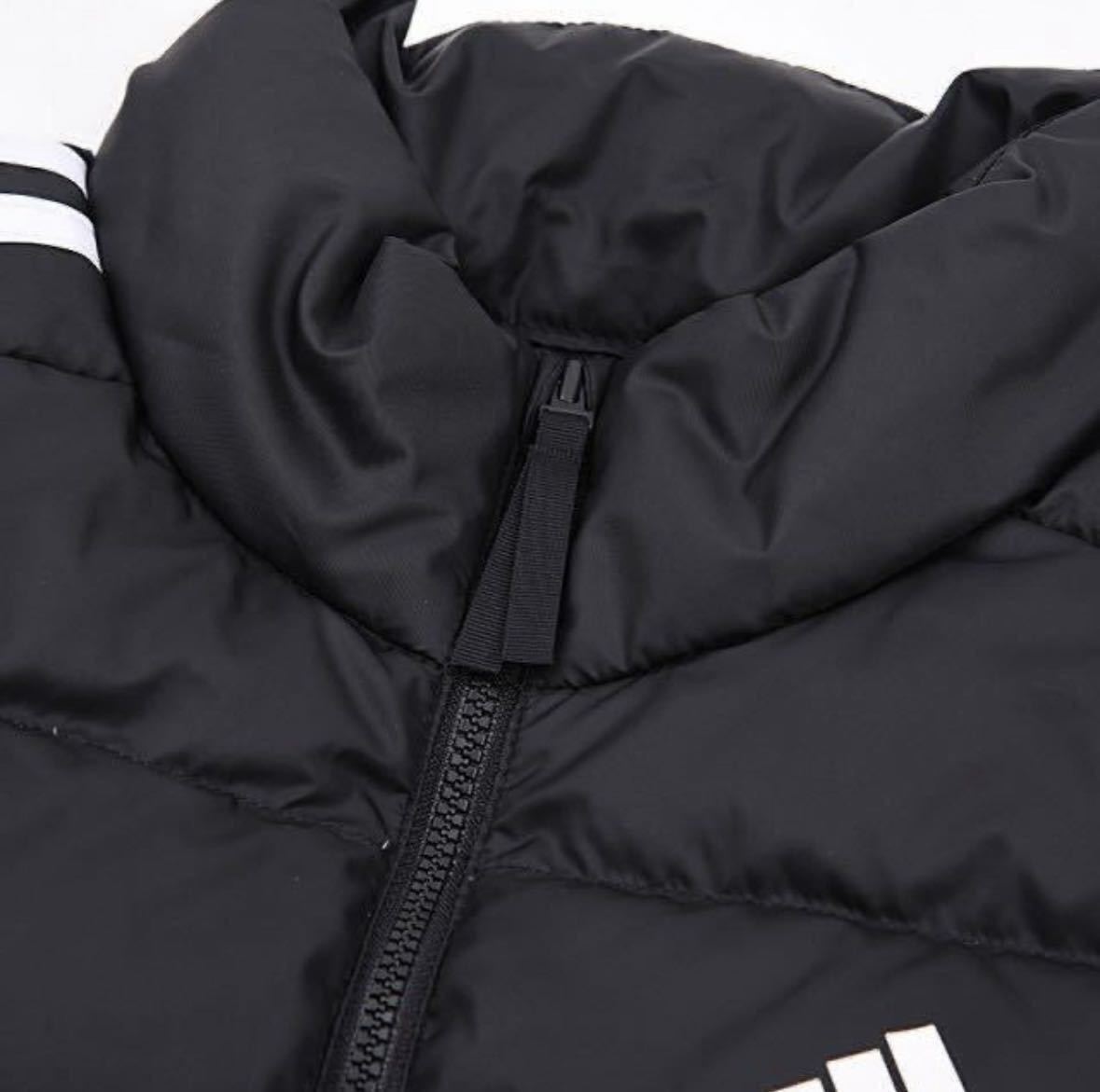 XL（O）新品 adidas ダウンジャケット ダウン 80% 中綿 20 ESS Down Jacket スリーストライプス アウター 細身 黒 ブラック LL GH4589_画像7