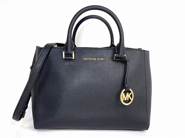 極美品★送料無料 マイケルコース MICHAEL KORS レザー 2Way ショルダーバッグ トートバッグ ハンドバッグ ブラック