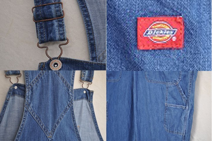 女性用　ビッグサイズ　ワークスタイル　オーバーオール　Dickies　ディッキーズ　デニム　中古品　DO23-３_画像6