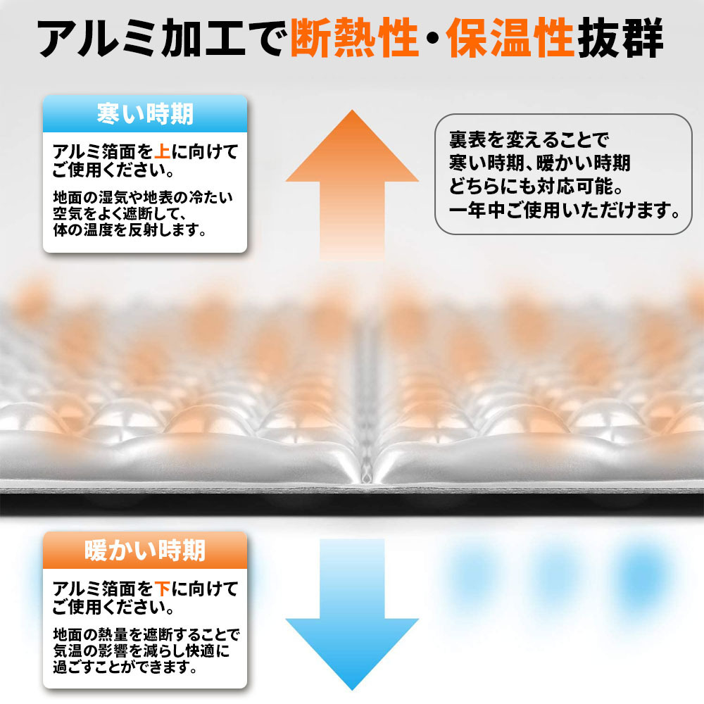 スリーピングマット キャンピング クッションシート 折りたたみ アウトドア 厚さ2cm IXPE アルミ 軽量 防水 断熱 収納袋 90日保証_画像4