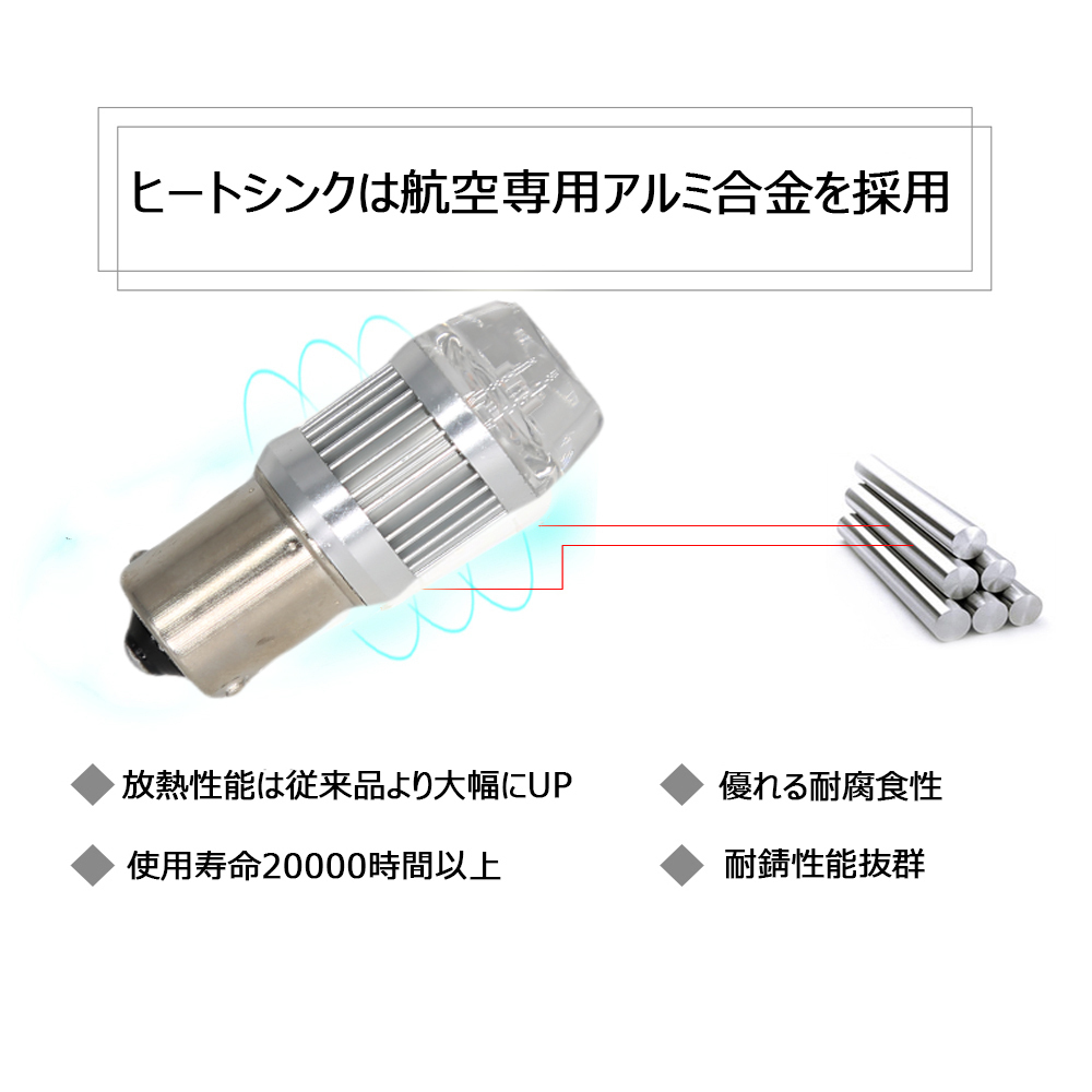 LEDバルブ S25ダブル 段違いピン レッド DC12V/24V兼用 6W 無極性 拡散レンズ OSRAM3030チップ 21連 2本 90日保証[M便 0/1]_画像3