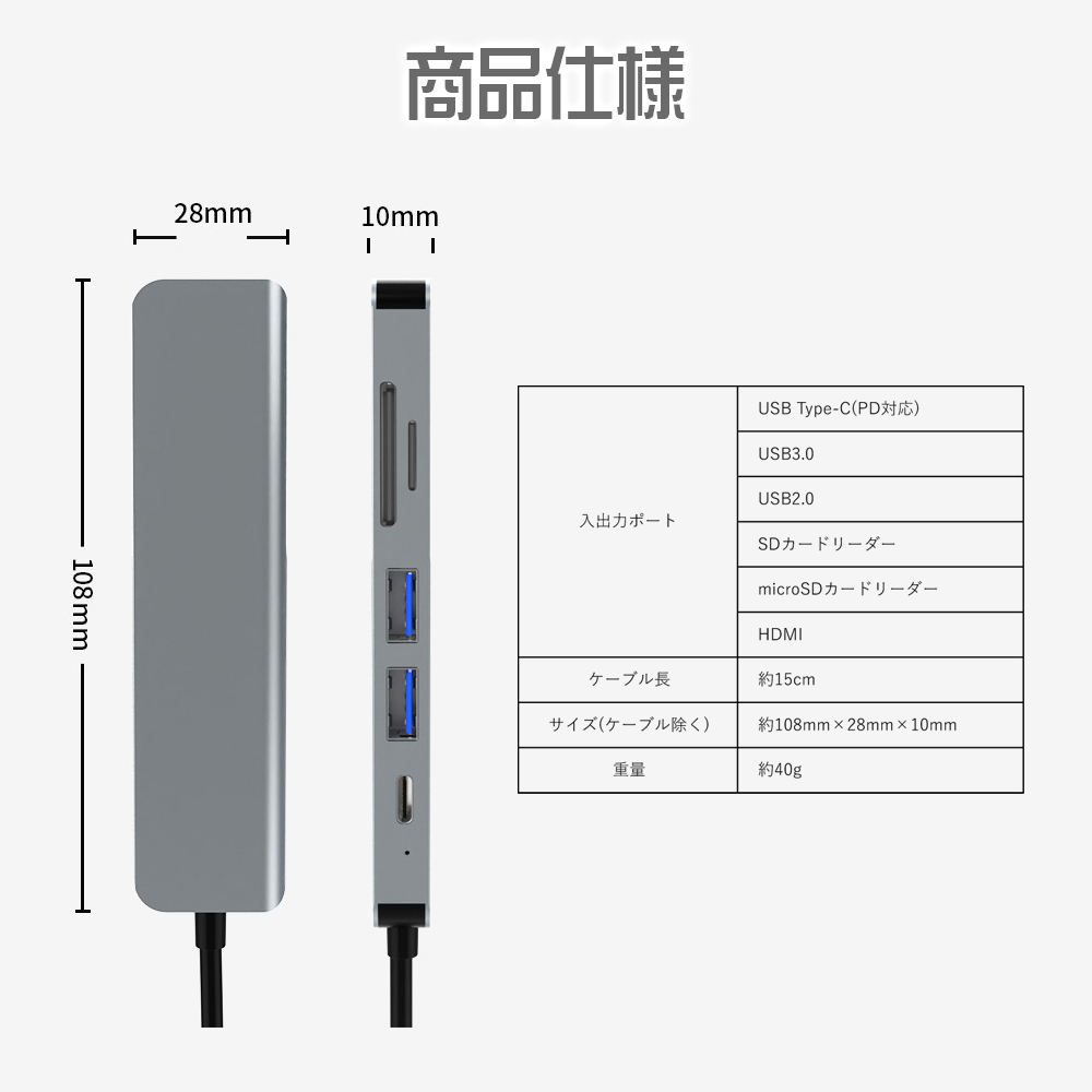 USBハブ* Type-C 6in1 PD100W対応 4K対応HDMIポート USB3.0ポート SD/microSDカードリーダー 90日保証[M便 1/3]_画像10