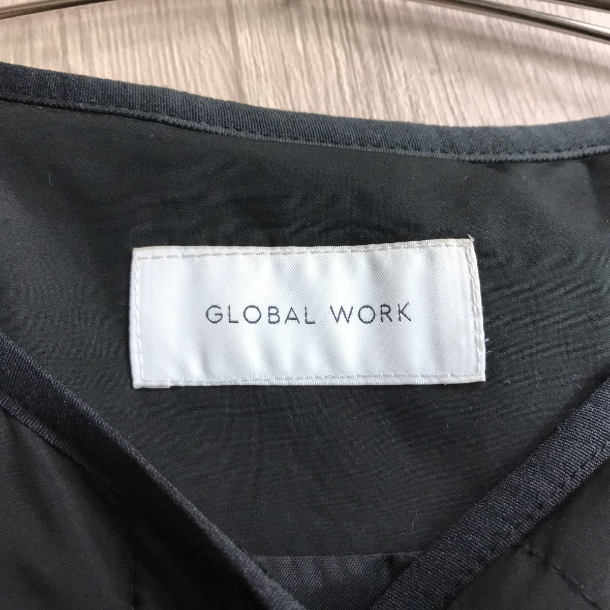 100円スタート☆ GLOBAL WORK グローバルワーク　キルティング　ノーカラー コート　黒_画像4