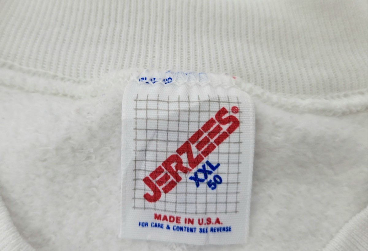 美品 ～90s USA製 JERZEES フル刺繍 スウェット 白 XXL 2XL 80年代 90年代 アメリカ製 ジャージーズ ラッセル ビンテージ ビッグサイズ_画像7