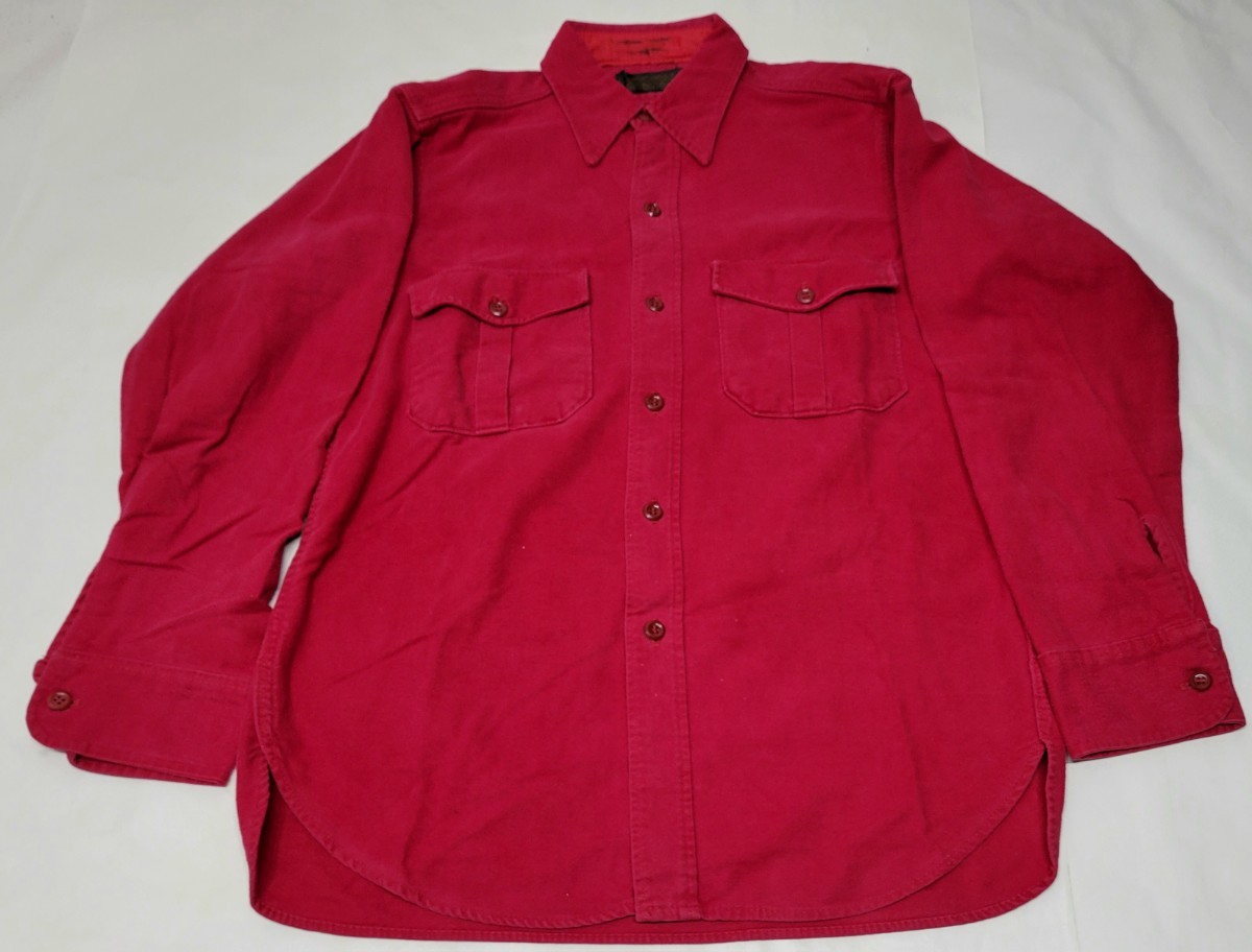 70s～ USA製 黒タグ EDDIEBAUER 長袖シャツ シャモアシャツ S ～M 70年代 アメリカ製 エディーバウアー ビンテージ シャモアクロス 赤