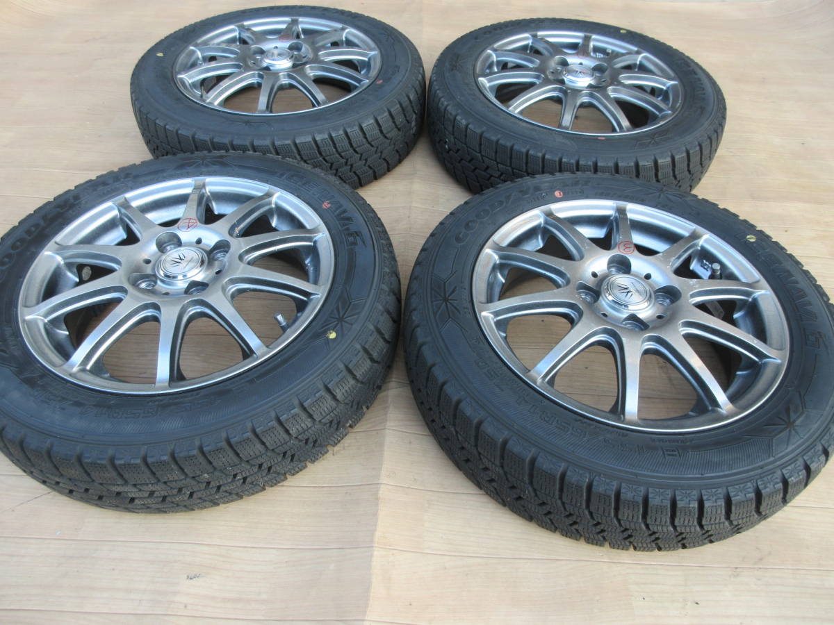 グッドイヤー（MADE IN JAPAN製）155/65R14 2019年 ホイール 14x4,5JxPCD100x4穴　国産軽四なら ほぼ全て合うと思います_ホイールもスダットレスタイヤも綺麗です