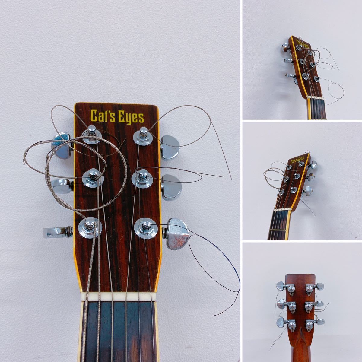 １０E114 Cat's eyes キャッツアイ アコースティックギター 弦楽器 弦長約66cm 素人採寸 ハードケース付_画像7