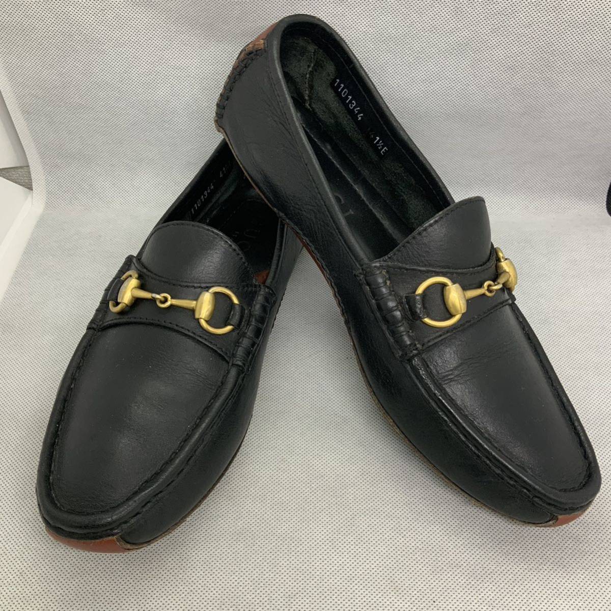 グッチGUCCI ローファーブラックホースビットゴールドレザー革