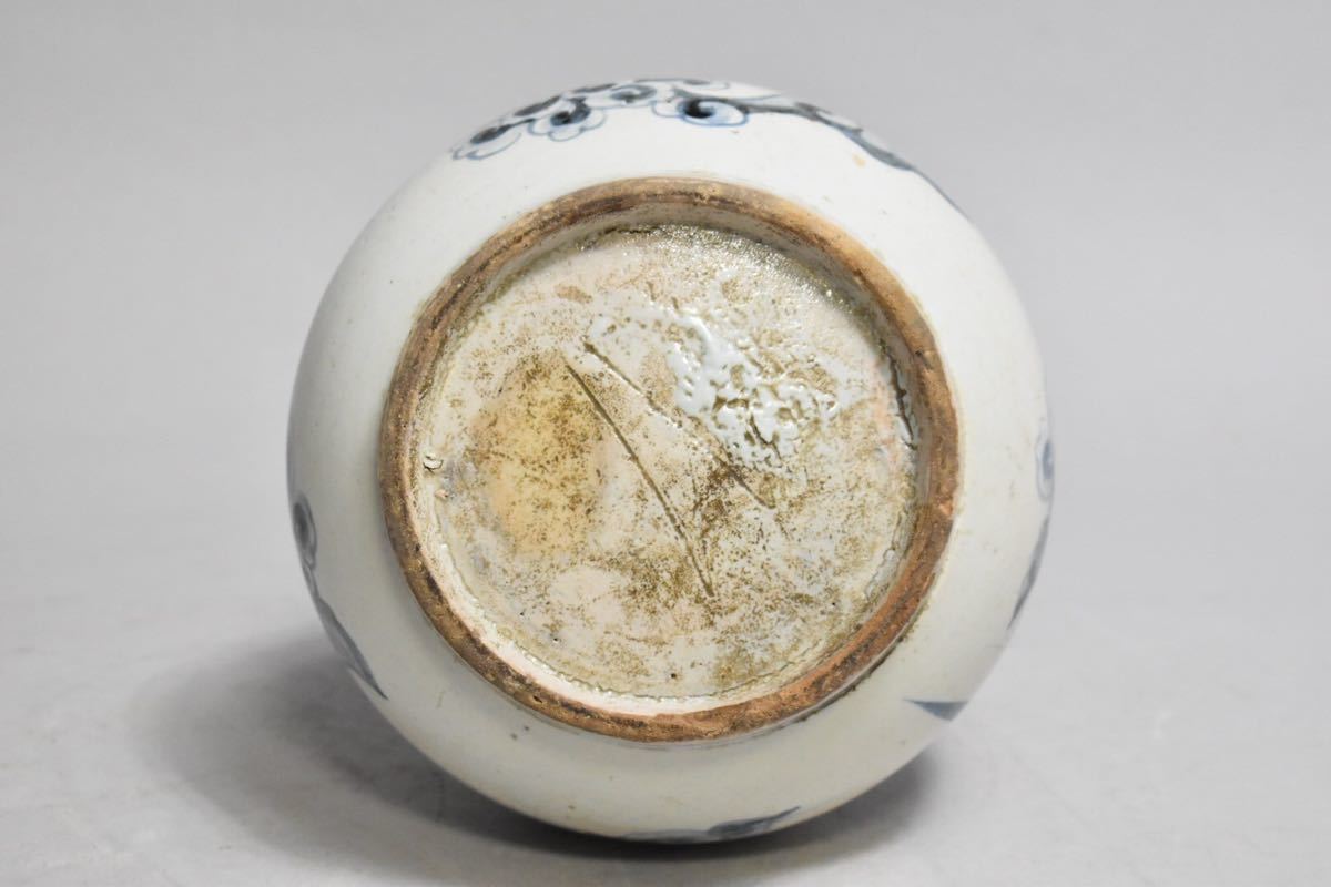 英】1077 時代 李朝分院雲鶴図花瓶 H31.2cm 中国美術 朝鮮 韓国 高麗