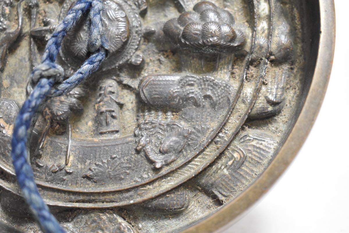 【英】1076 時代 銅花鳥彫古鏡 中国美術 朝鮮 銅製 銅器 骨董品 美術品 古美術 時代品 古玩_画像6
