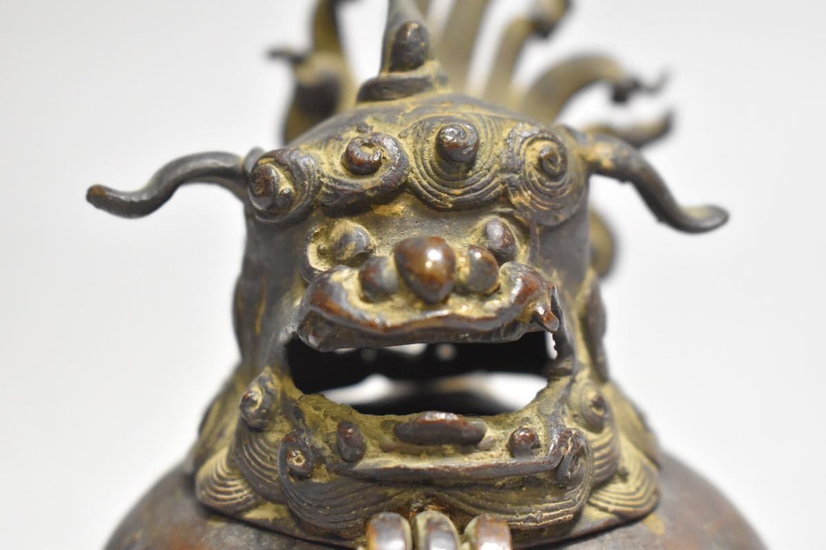 【英】1100 時代 古銅唐獅子香炉 中国美術 朝鮮 日本 香道具 銅製 銅器 香爐 骨董品 美術品 古美術 時代品 古玩_画像5