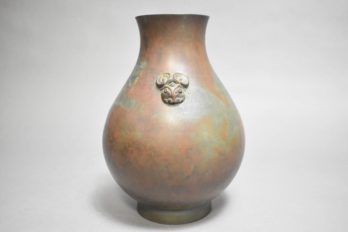 【英】1147 在銘 銅双耳花瓶 銅器 美術 花瓶 花器 骨董品 美術品 古美術_画像5