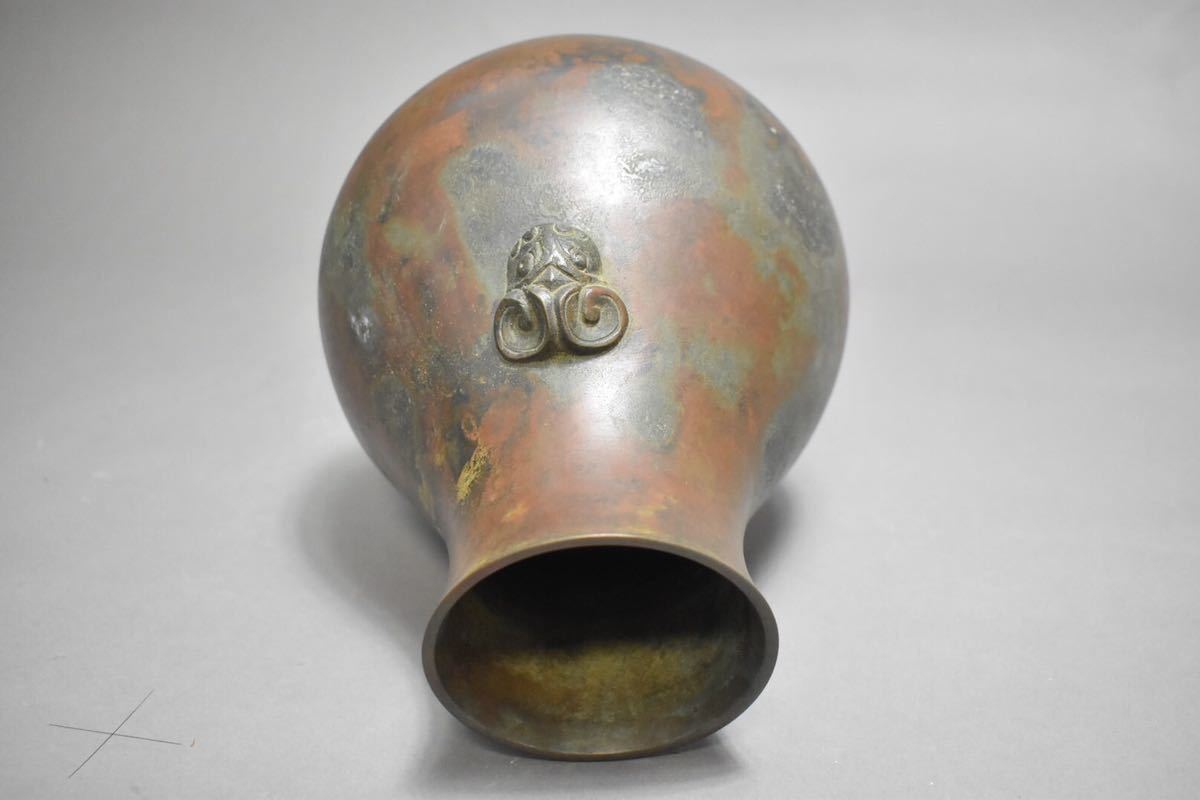 【英】1147 在銘 銅双耳花瓶 銅器 美術 花瓶 花器 骨董品 美術品 古美術_画像6