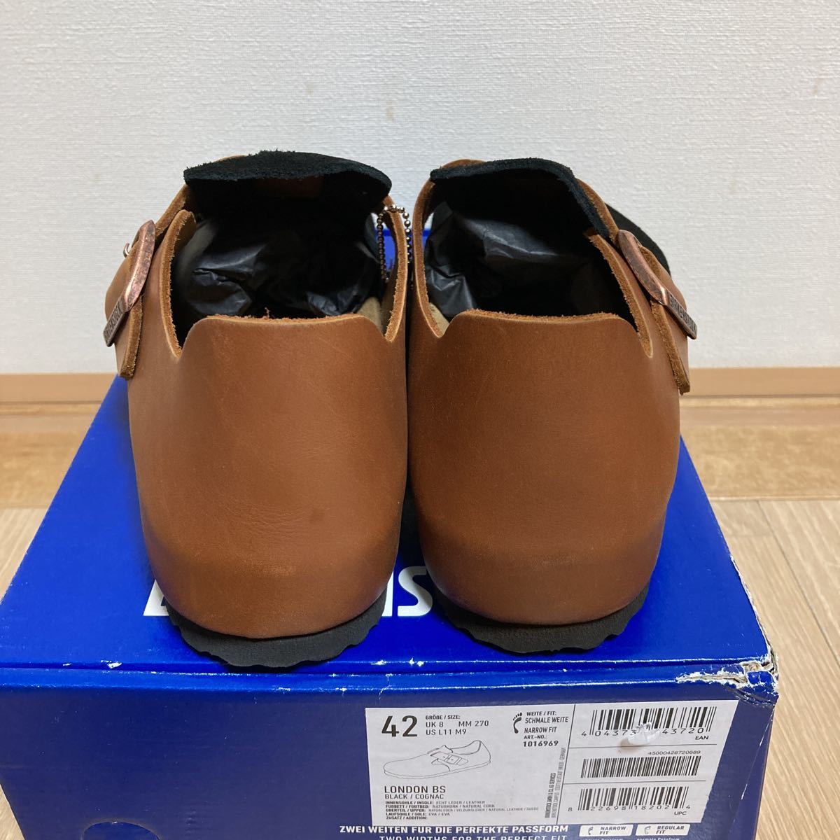 【 неиспользуемый 】BIRKENSTOCK  строение ... 1016969 LONDON BS  замша  кожа  BLACK/COGNAC  размер  42 27cm