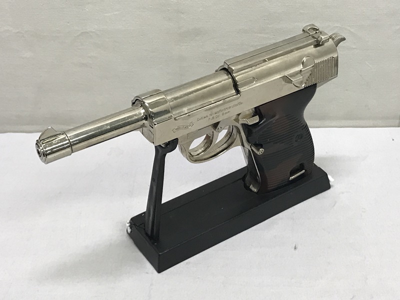 カメ)ピストルライター M9-P LIGHTER / M1910 ガスライター シルバー / PYTHON 357マグナム / ワルサーP38 ジャンク ◆T2311056_0