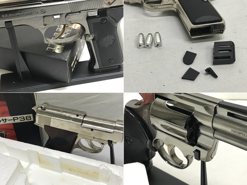 カメ)ピストルライター M9-P LIGHTER / M1910 ガスライター シルバー / PYTHON 357マグナム / ワルサーP38 ジャンク ◆T2311056_0