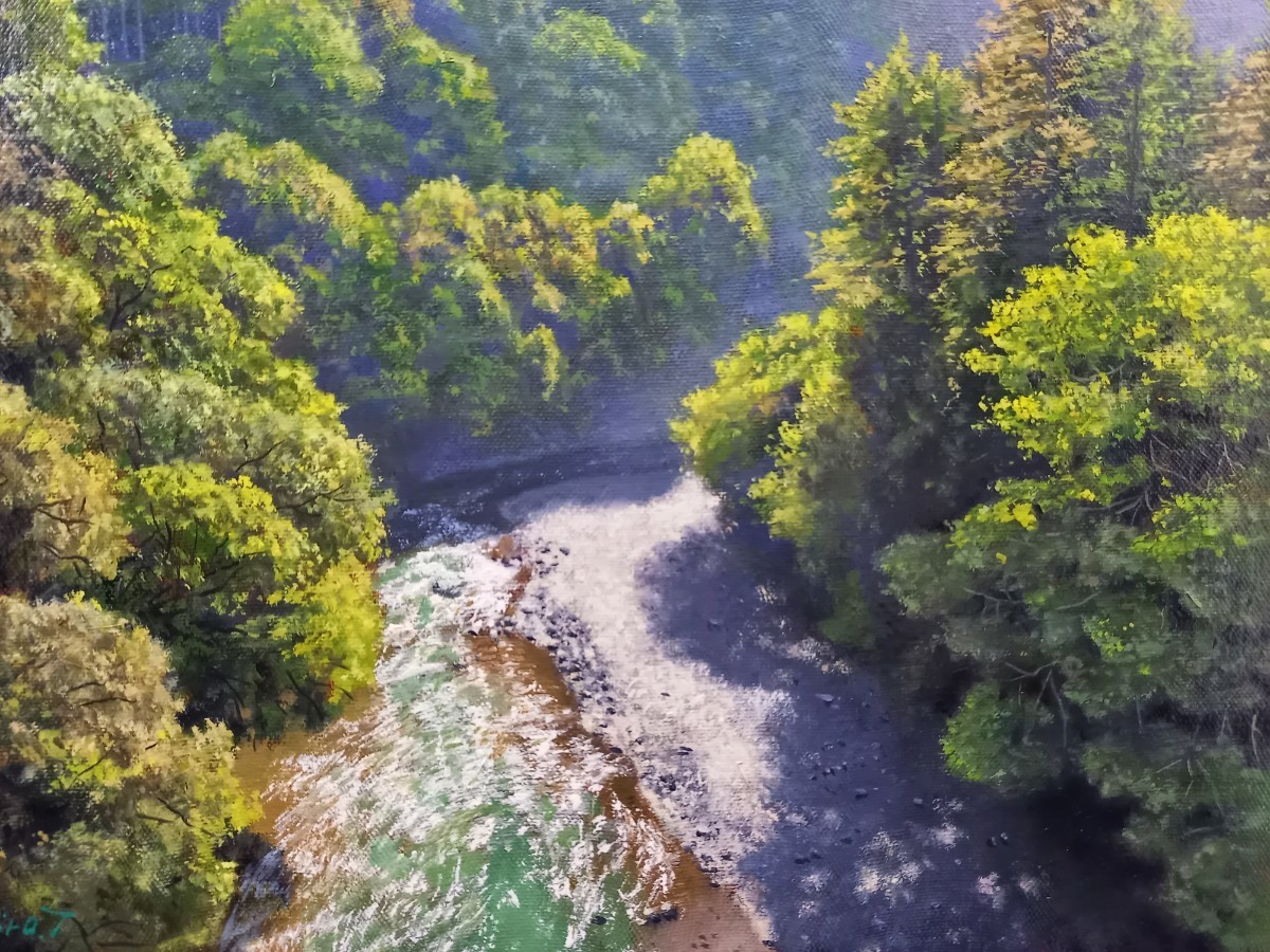 心潤す緑滴る風景画　舘山浩丈　ホキ美術館大賞入選　白日会　月刊美術デビュー展入選　　最新作　油彩　真作保証　_画像6