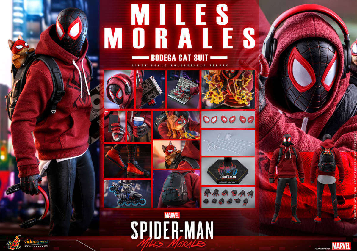 ホットトイズ 1/6 スパイダーマン マイルス・モラレス 売店の看板猫スーツ版 新品 VGM50 Spider-Man (Bodega Cat Suit Version) HOTTOYS_画像9