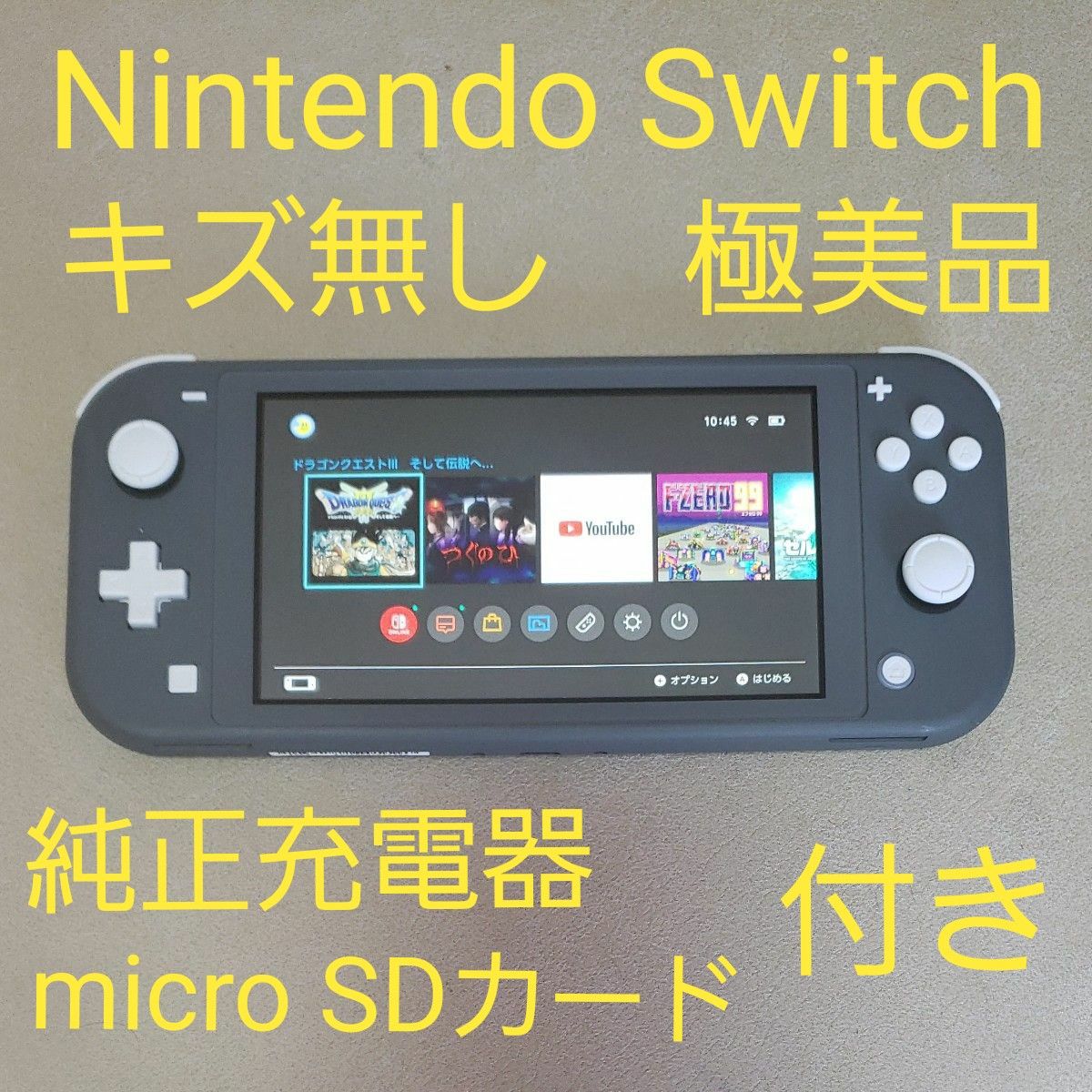 極美品 Nintendo Switch Lite グレー 純正充電器とmicroSDカード付き