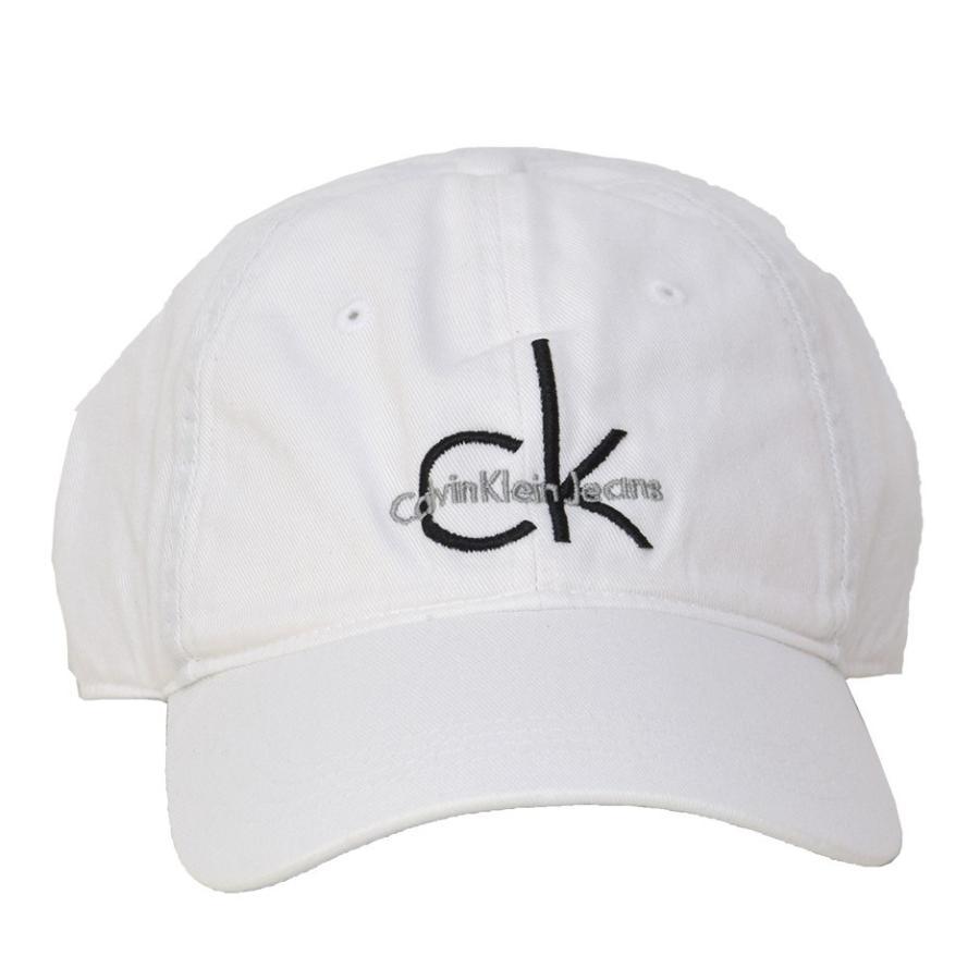 新品タグ付き 海外限定 白 カルバンクライン ジーンズ Calvin Klein Jeans CK ロゴ キャップ ベースボールキャップ 帽子 モノグラム刺繍