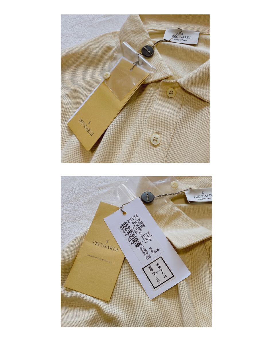 9016 TRUSSARDI トラサルディ イタリア製 タグ付き 鹿子 ポロシャツ メンズ イエロー 黄 L!!_画像9