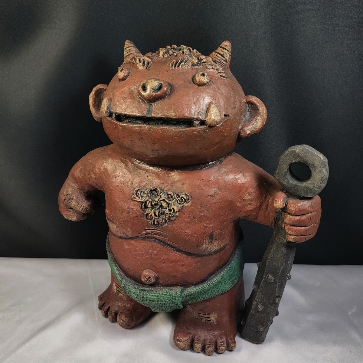 高さ35cm/鬼の置物/鬼組/赤鬼/セトクラフト2003年/オブジェ/魔 高さ35cm/鬼の置物/鬼組/赤鬼/セトクラフト2003年/オブジェ/魔