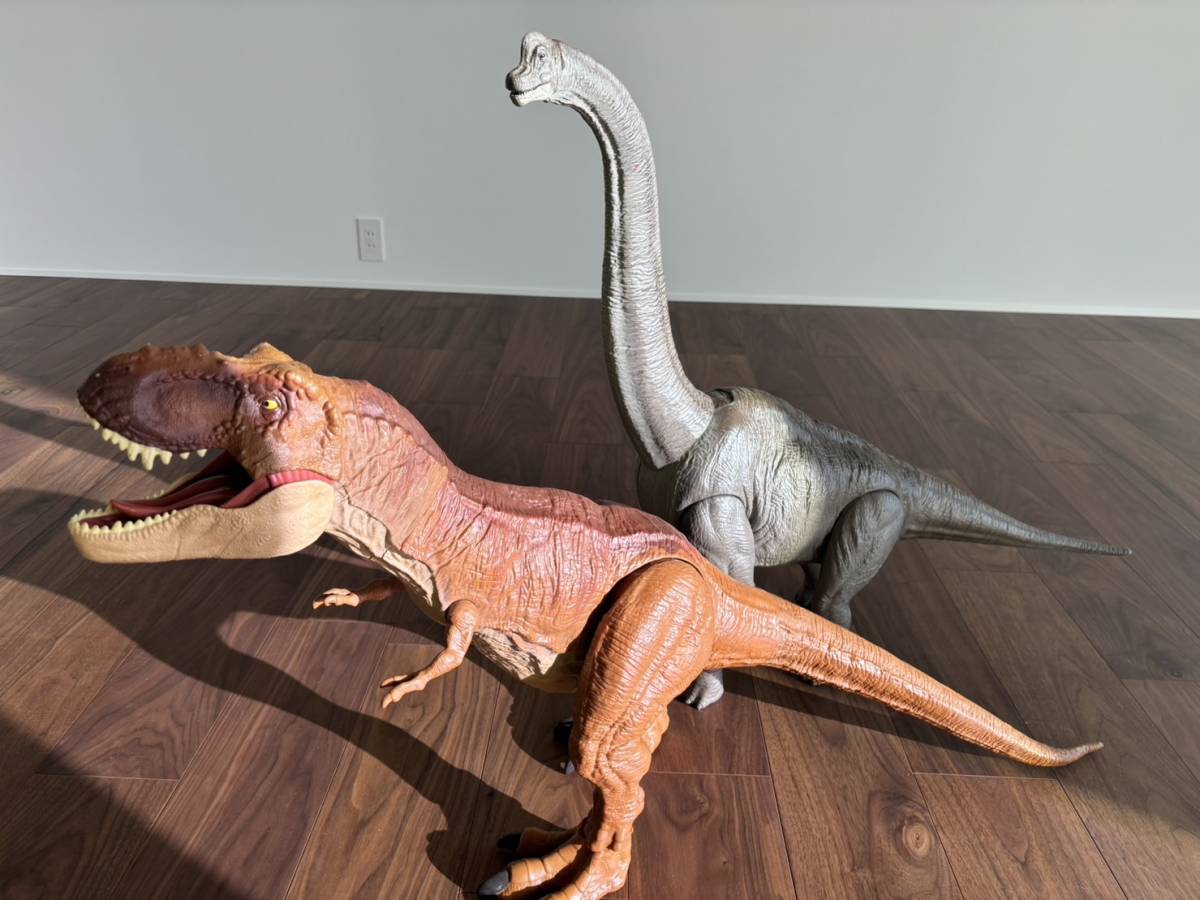 【送料無料】マテル　恐竜　スーパービッグティーレックス、ブラキオザウルス　2点セット　クリスマス