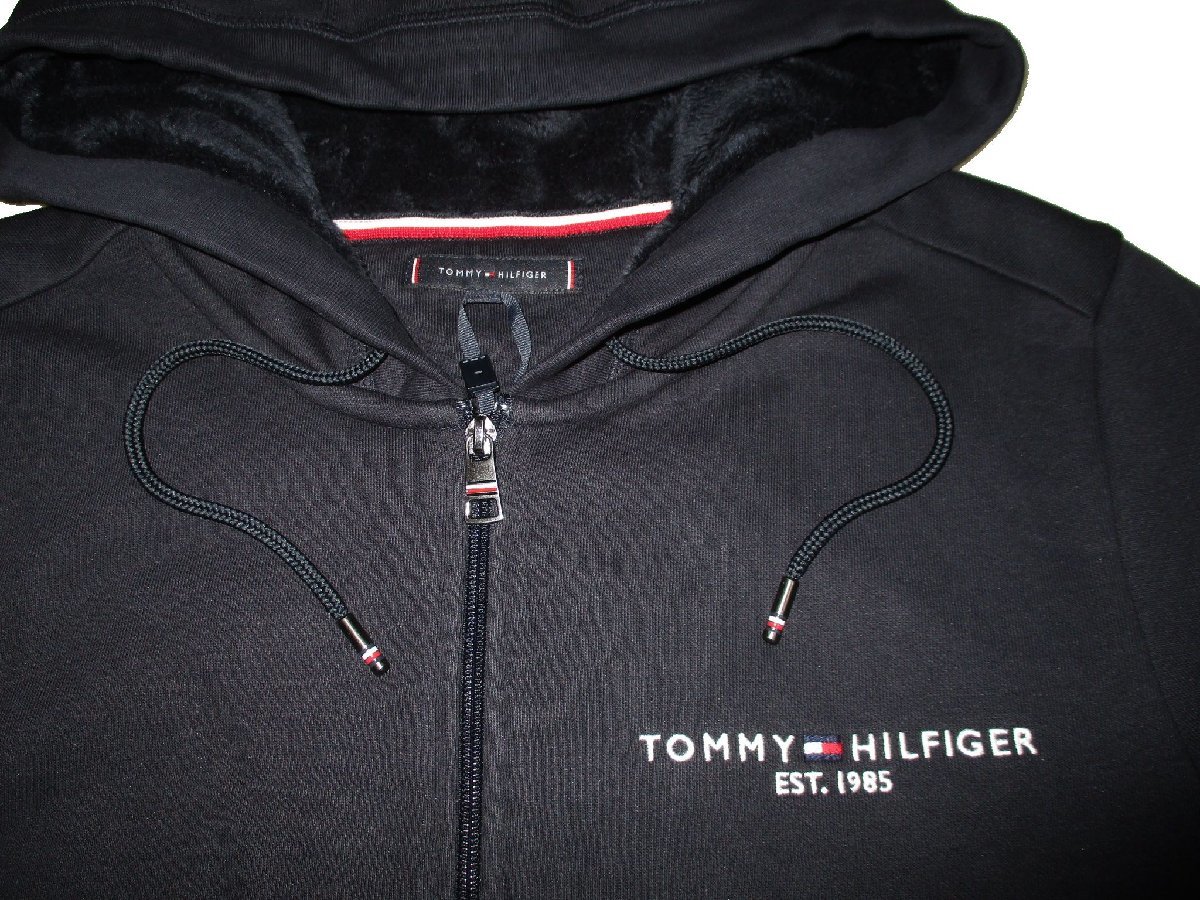 新品 秋冬 M or L or XL 定価2.2万▼ トミーヒルフィガー TOMMY HILFIGER ▼ 厚手 裏ファー アウター スエット パーカー 裏ボア メンズ 紺_画像2