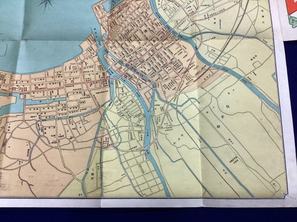 612◆戦前◆大正2年◆最新實測　福岡市街圖◆1万分1◆積善館◆博多港◆鉄道◆停車場◆練兵場◆市街図◆古地図◆歴史資料◆広告◆当時物_画像3