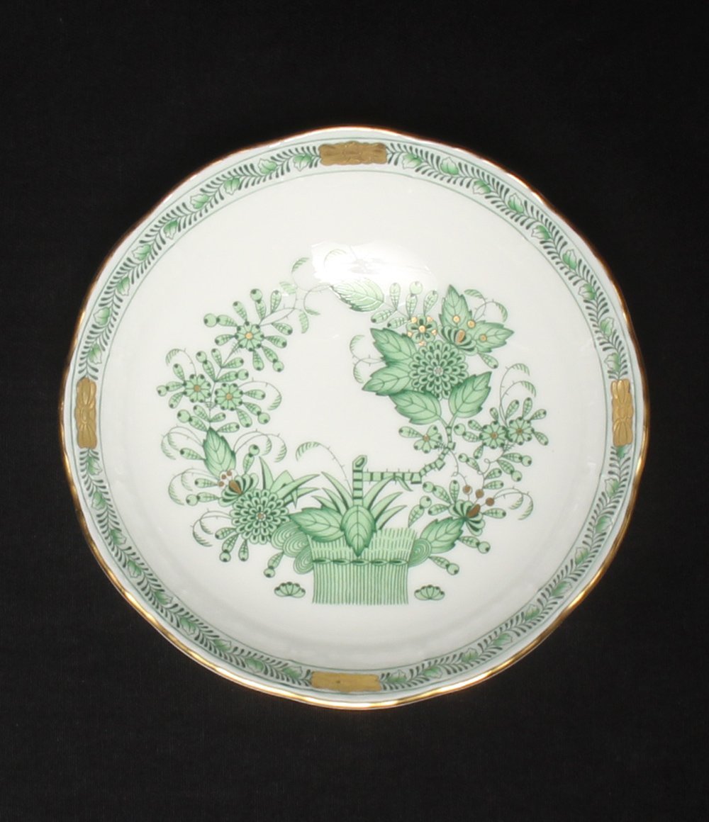  прекрасный товар Herend раунд тарелка тарелка 13cm Индия. . зеленый Herend [0502]