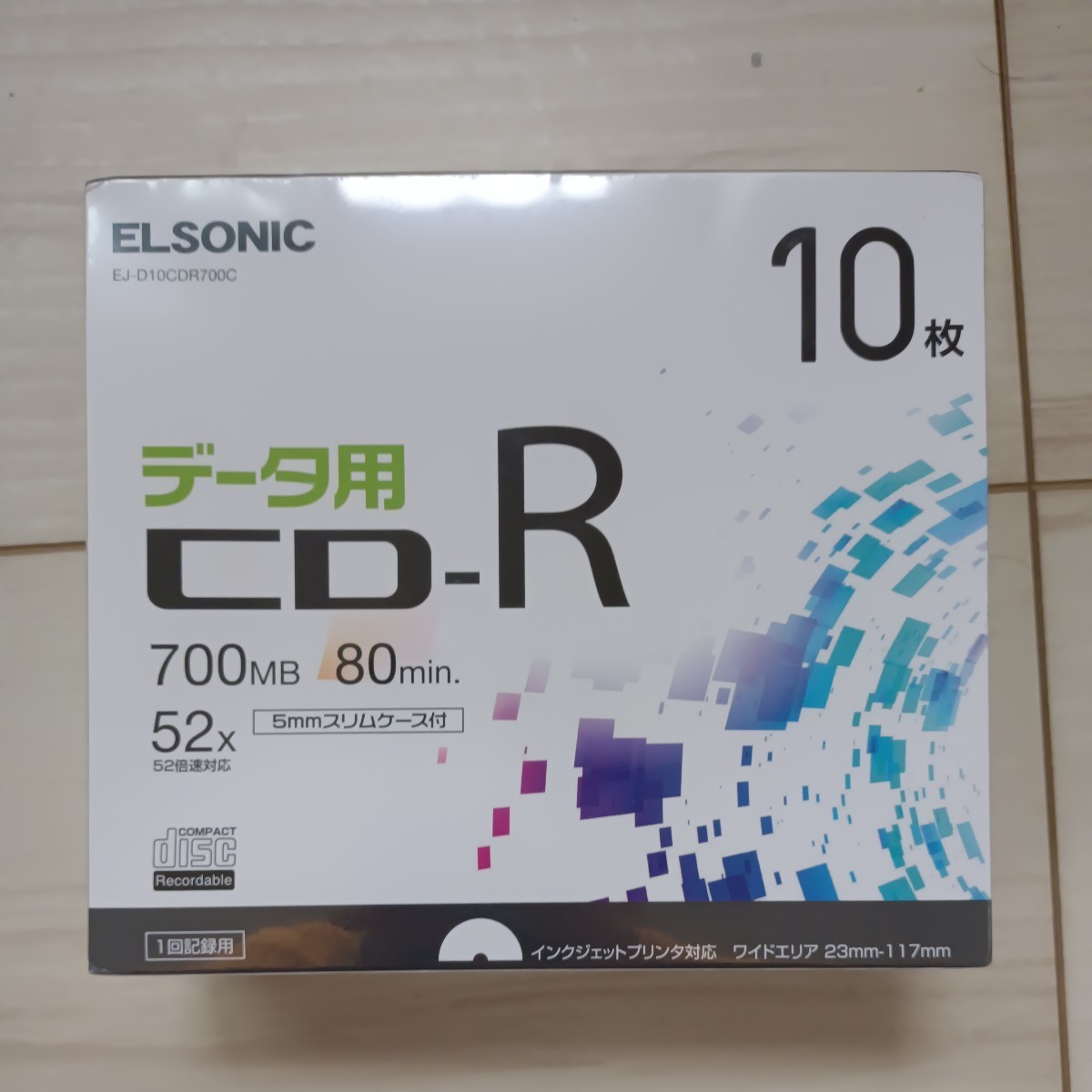 ELSONIC CD-R データ用 52倍速対応 スリムケース付き 10枚 EJD10CDR700C_画像1